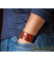 Genuine Leather Bracelet Cuff Wristband People  Carving Leather 